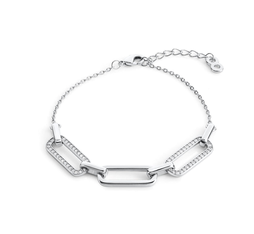 Link chain Pave bracelet- Rhodium