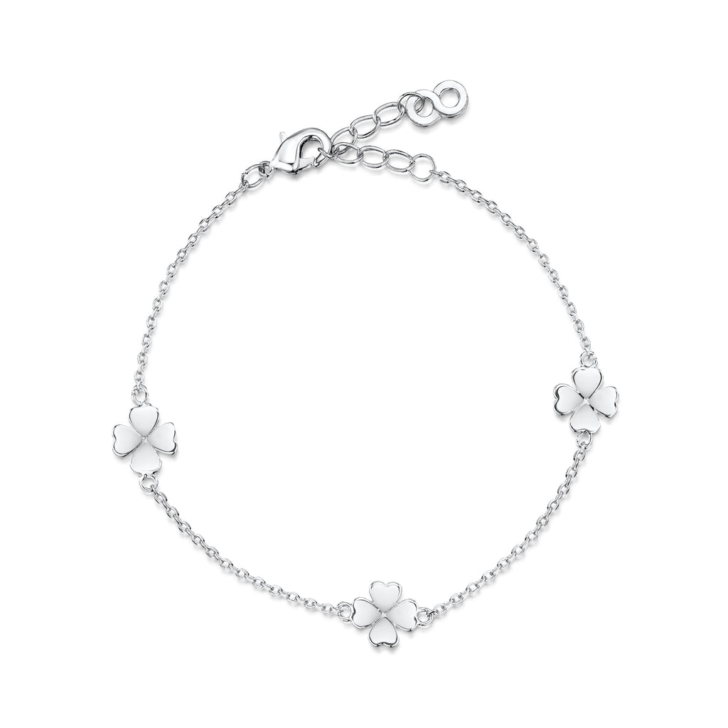 thumbnail image 2 of Sterling Silver Four Leave Clover Bracelet - Adjustable Clover Bracelet - Good Luck Bracelet 2 of 9