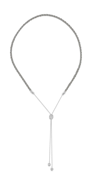 Alana Necklace- Braided Leather Necklace -Silver Necklace