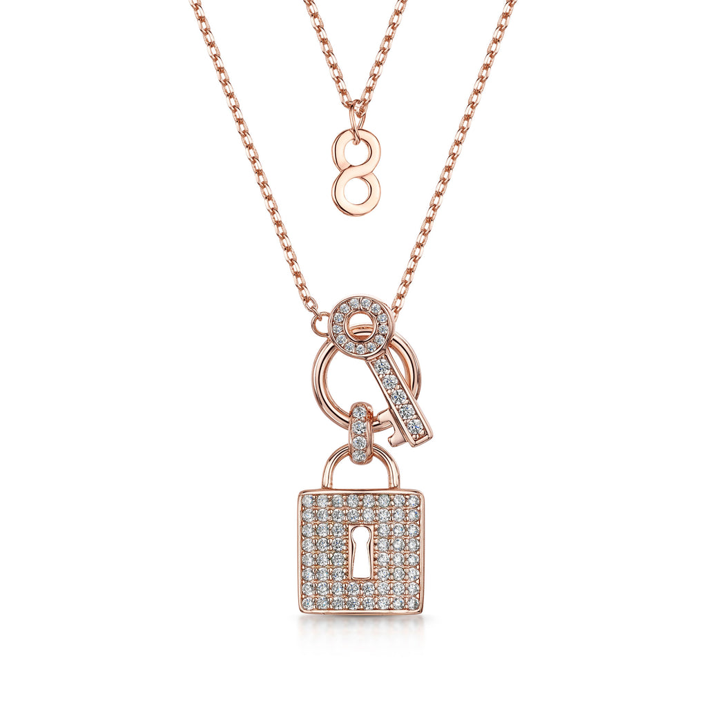 18ct White & Rose Gold Love Lock Pendant