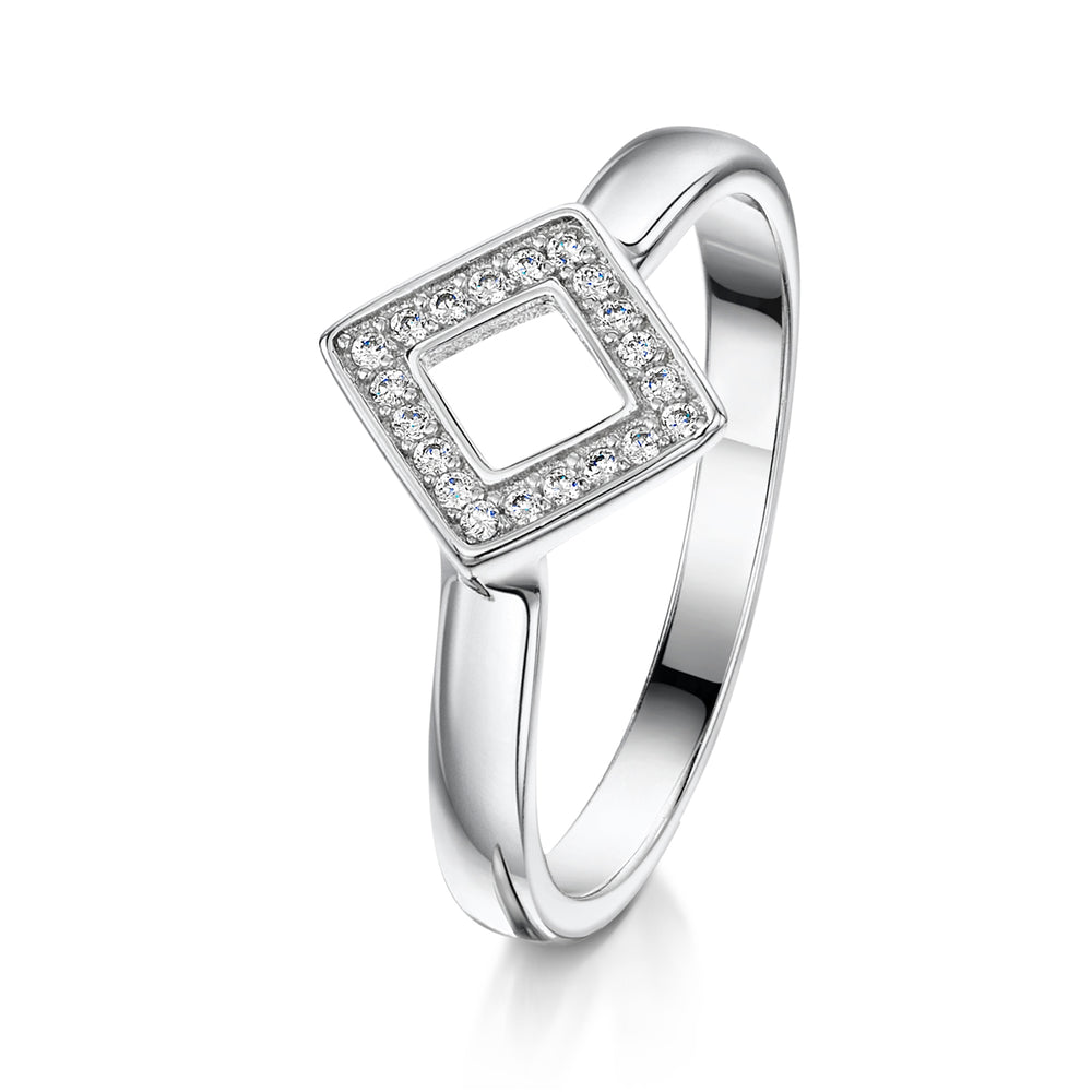 Alice Stacking Ring 'Diamond' - Rhodium - S/M/L