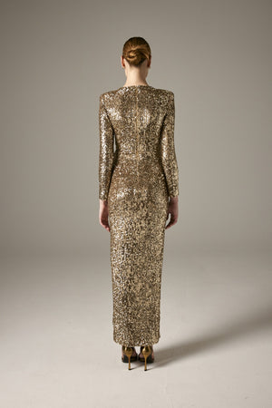 Carla Ruiz Gold Sequin Dress