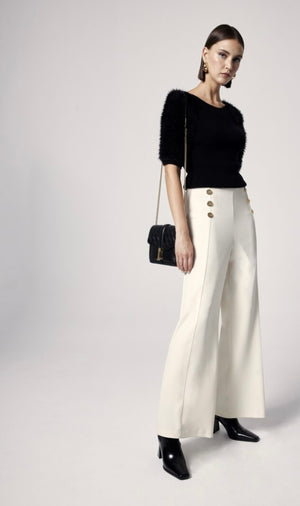 ARGGIDO GOLD BUTTON CREAM TROUSERS