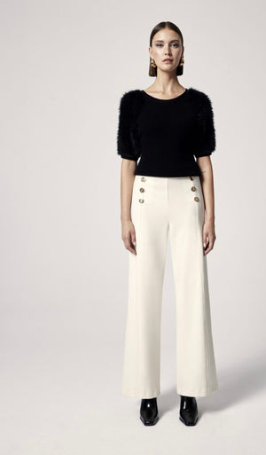 ARGGIDO GOLD BUTTON CREAM TROUSERS