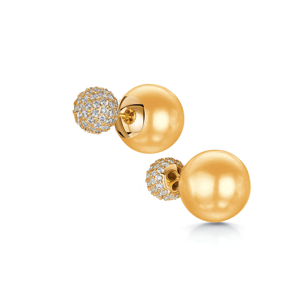 Dianna Double Ball Earrings - Gold/Rhodium Pave