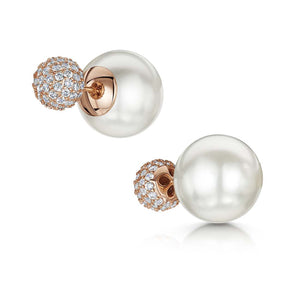 Dianna Double Ball Earrings - White/Rose Gold