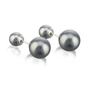 Dianna Double Ball Earrings - Grey/Rhodium