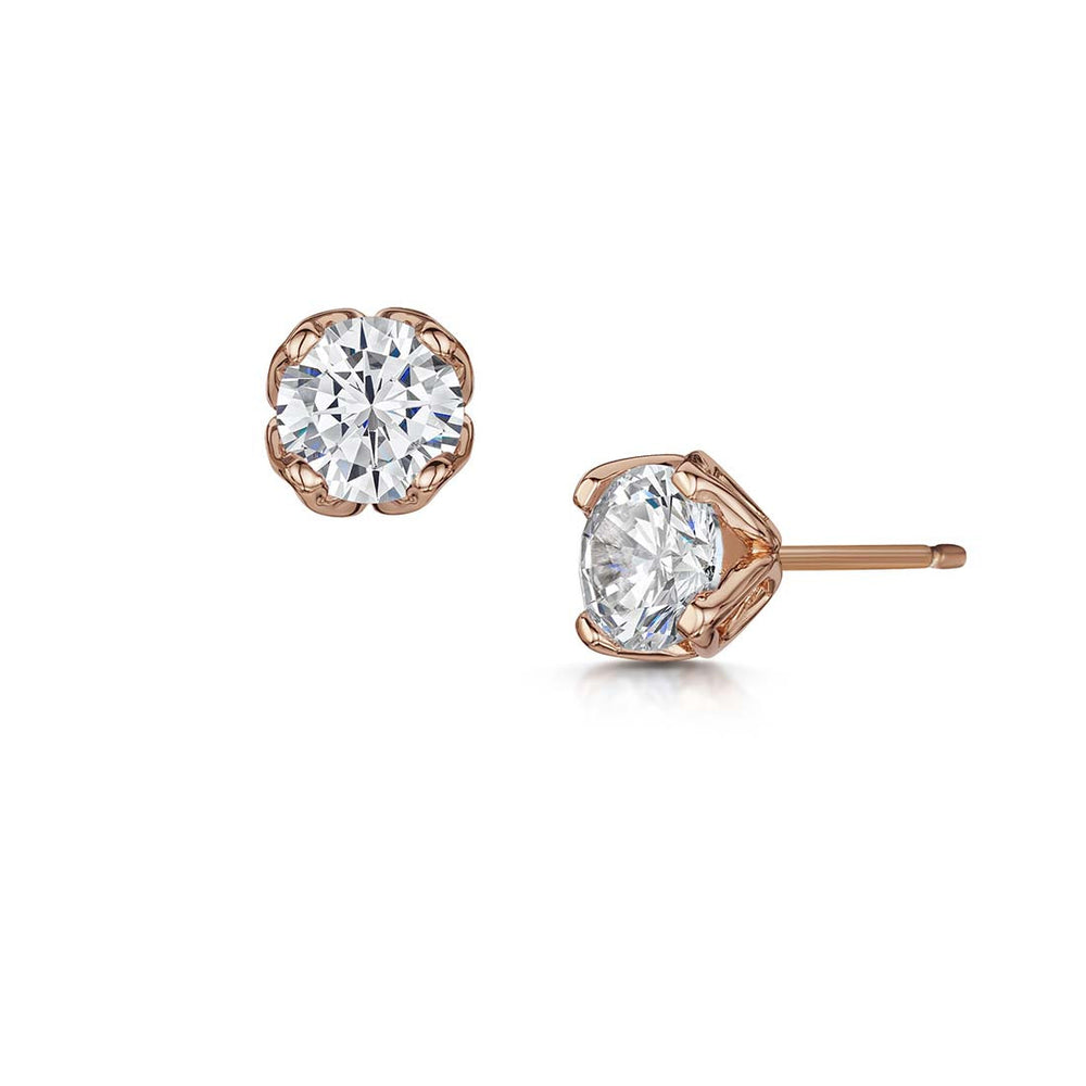 Dianna Ear solitaire Stud Earrings - Rose Gold