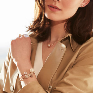 Dianna Leather Bracelet - Cream/Rose gold