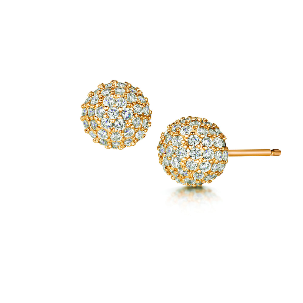gold pave stud earrings