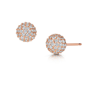 pave stud earrings rose gold