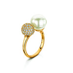 Dianna Double Ball Ring - White/Gold