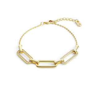 Link chain Pave bracelet- Yellow gold