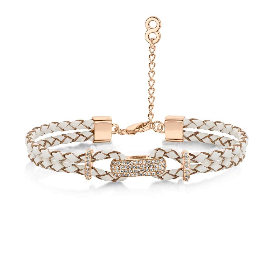 
            
                Load image into Gallery viewer, Alana Leather Bracelet Rose Gold/Cream
            
        