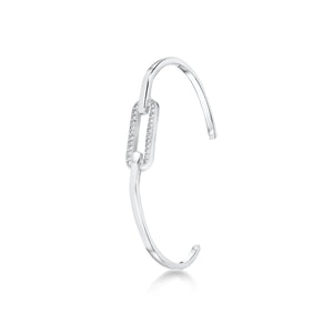 Link chain Pave cuff- rhodium