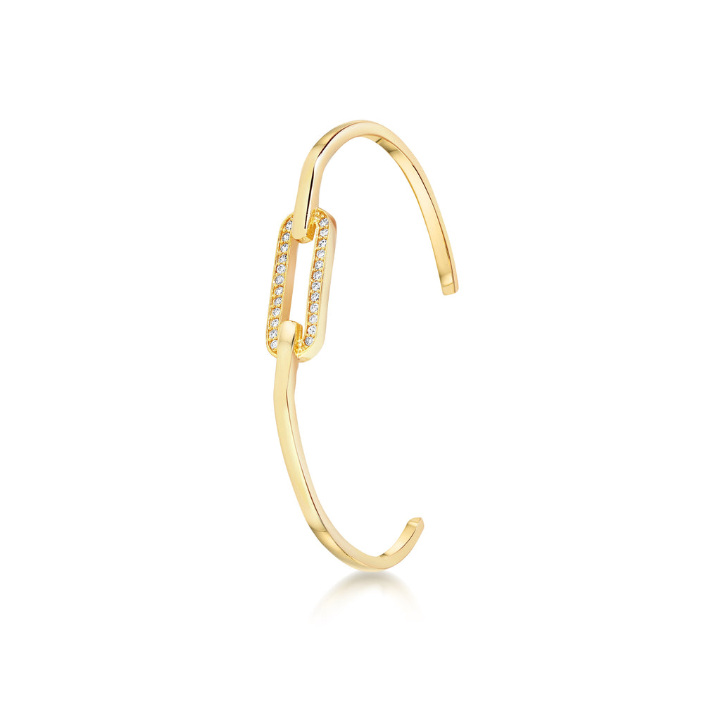 Link chain Pave cuff- Yellow gold