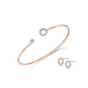 
            
                Load image into Gallery viewer, Lexi Cuff &amp;amp; Pave Earring set Rose Gold
            
        