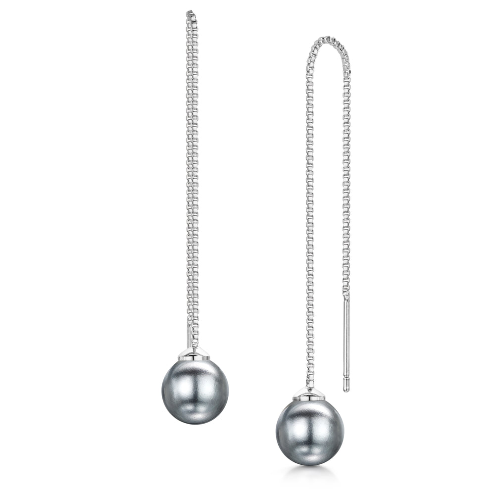 bianca earring Rhodium grey pearl