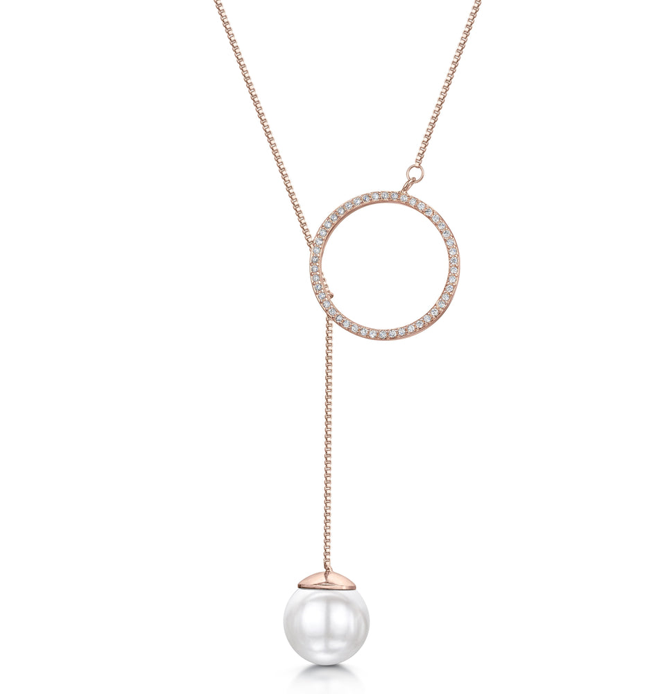 bianca necklace rose gold white pearl