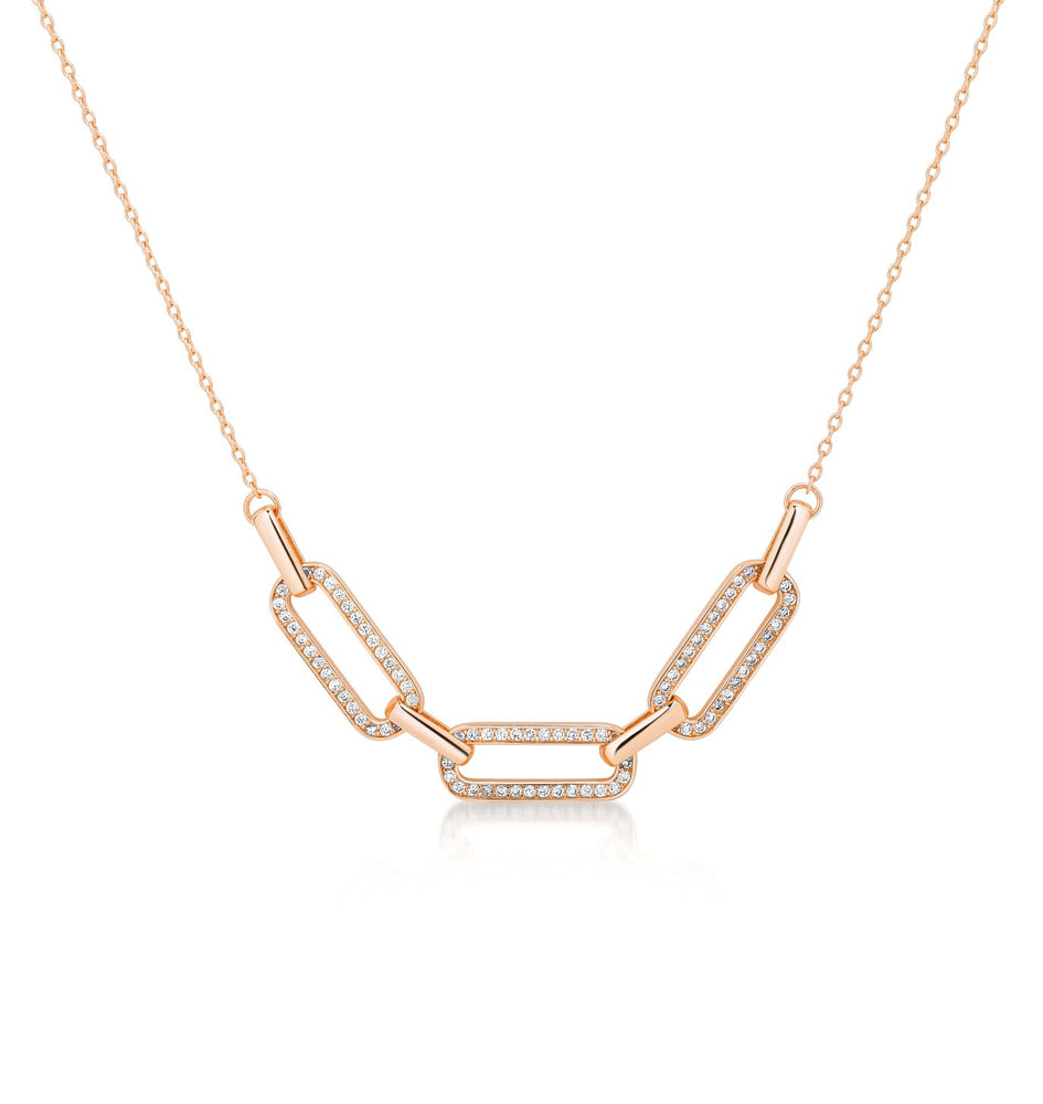 Link chain Pave pendant- Rose gold