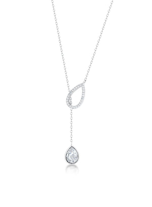 Pave Pear shaped necklace- Rhodium
