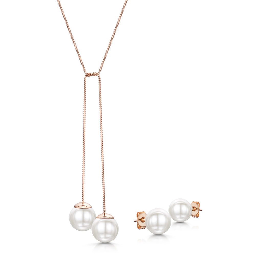 
            
                Load image into Gallery viewer, Bianca pendant &amp;amp; stud set Rose Gold
            
        