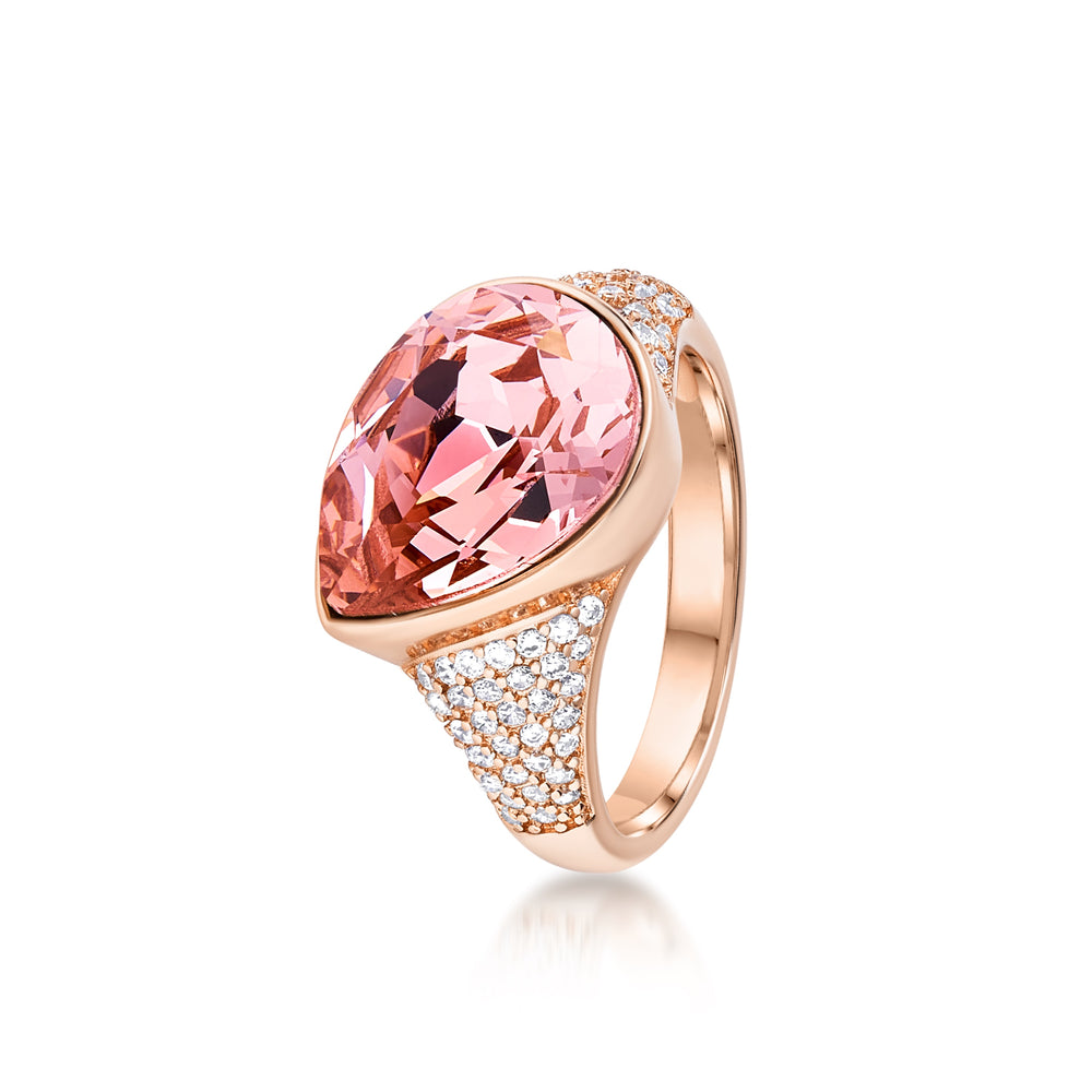 Pave Pear shaped ring- Rose Gold