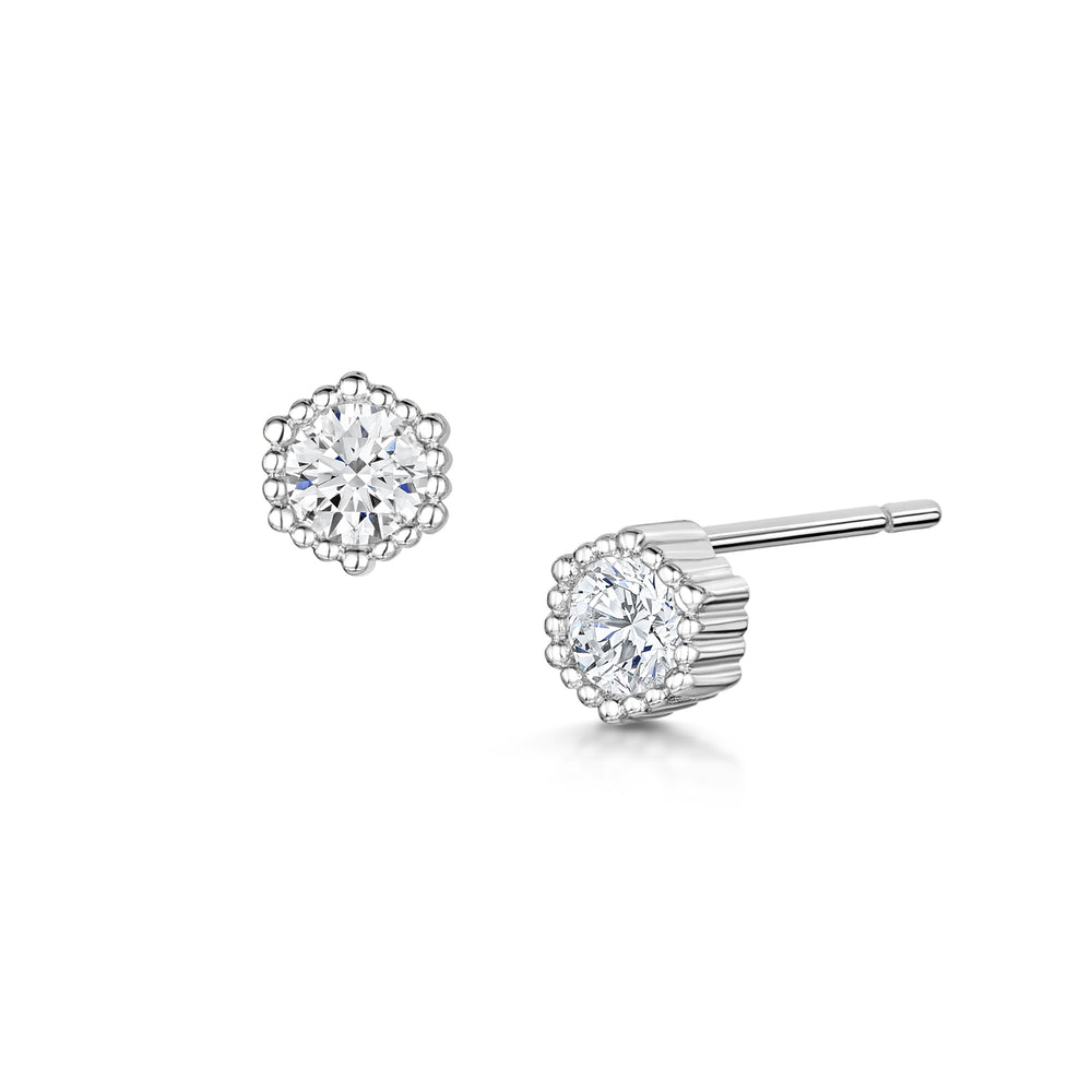 rhodium solitaire stud earrings