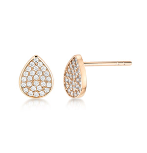 Pave Pear shaped studs- Rose Gold