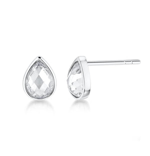 Pear shaped stud earrings- Rhodium