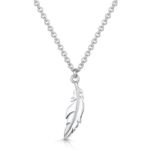 LXI Feather Pendant Rhodium - Personalised