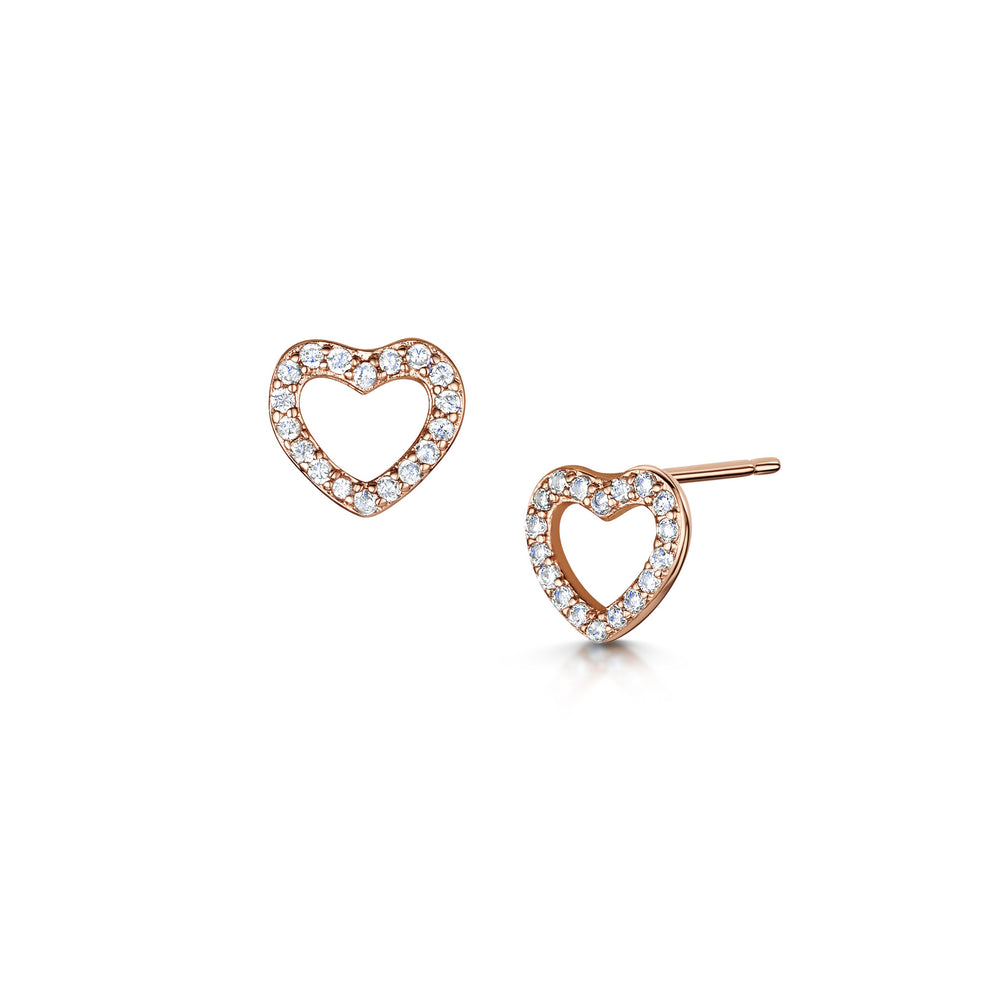 
            
                Load image into Gallery viewer, LXI Open Pave Heart Earrings - Rose Gold
            
        