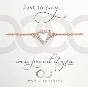 LXI Open Pave Heart Bracelet - Rose Gold