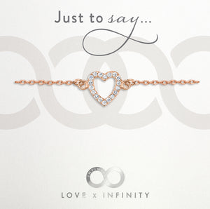 LXI Open Pave Heart Bracelet - Rose Gold