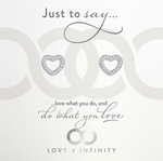 LXI Open Pave Heart Earrings - Rhodium