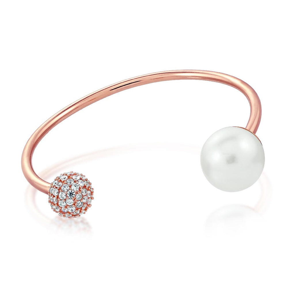 
            
                Load image into Gallery viewer, Dianna Double Ball Cuff - White/Rose Gold
            
        