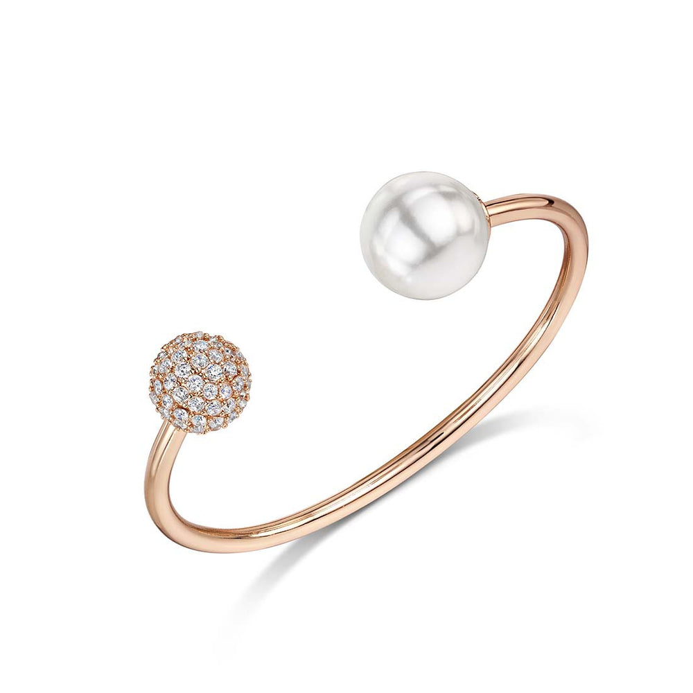 Dianna Double Ball Cuff - White/Rose Gold