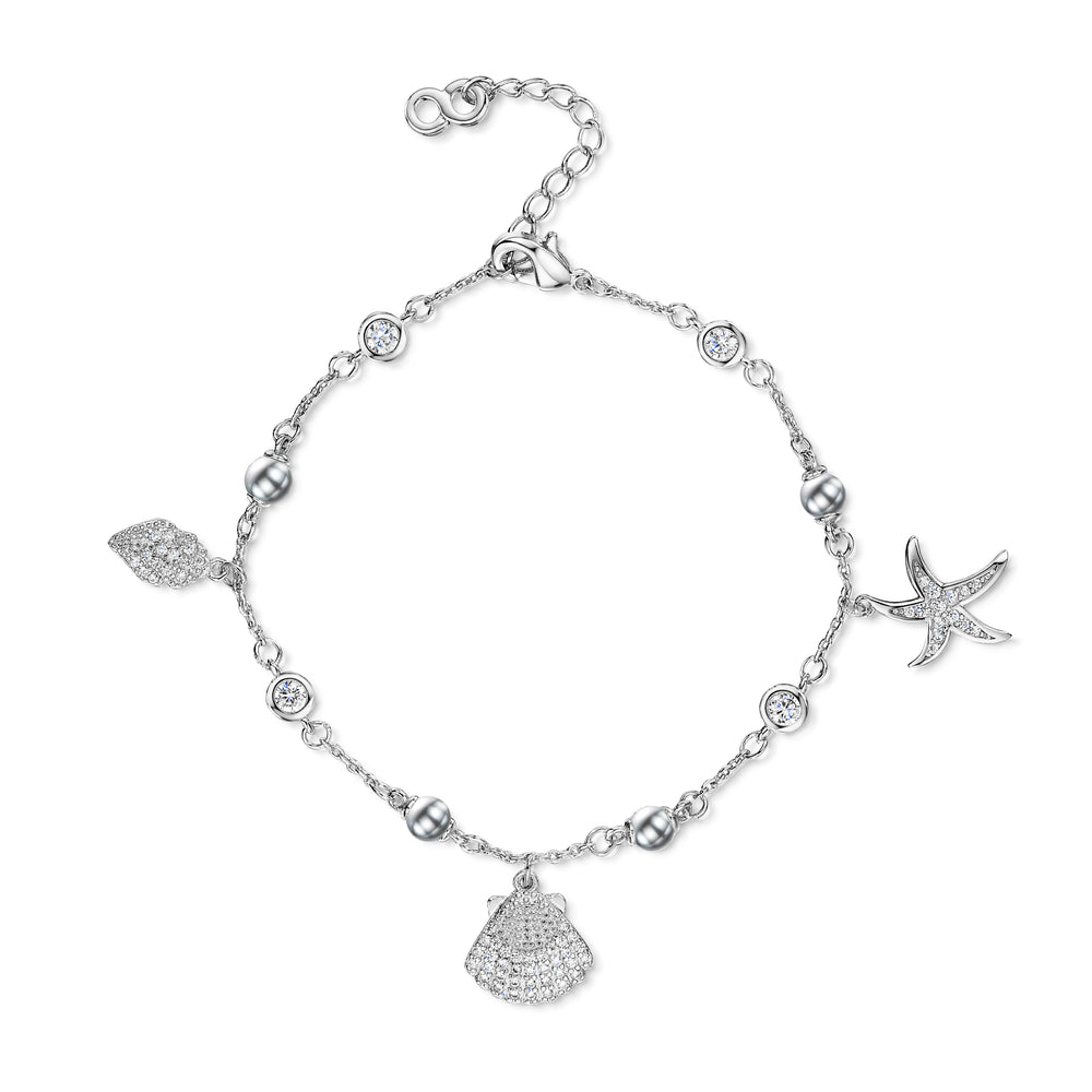 Michelle Anklet - Rhodium/Clear