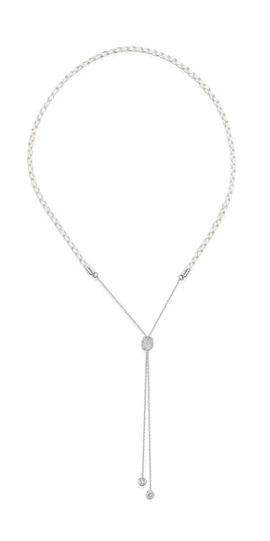 
            
                Load image into Gallery viewer, Alana Necklace- Braided Leather Necklace -Silver Necklace
            
        