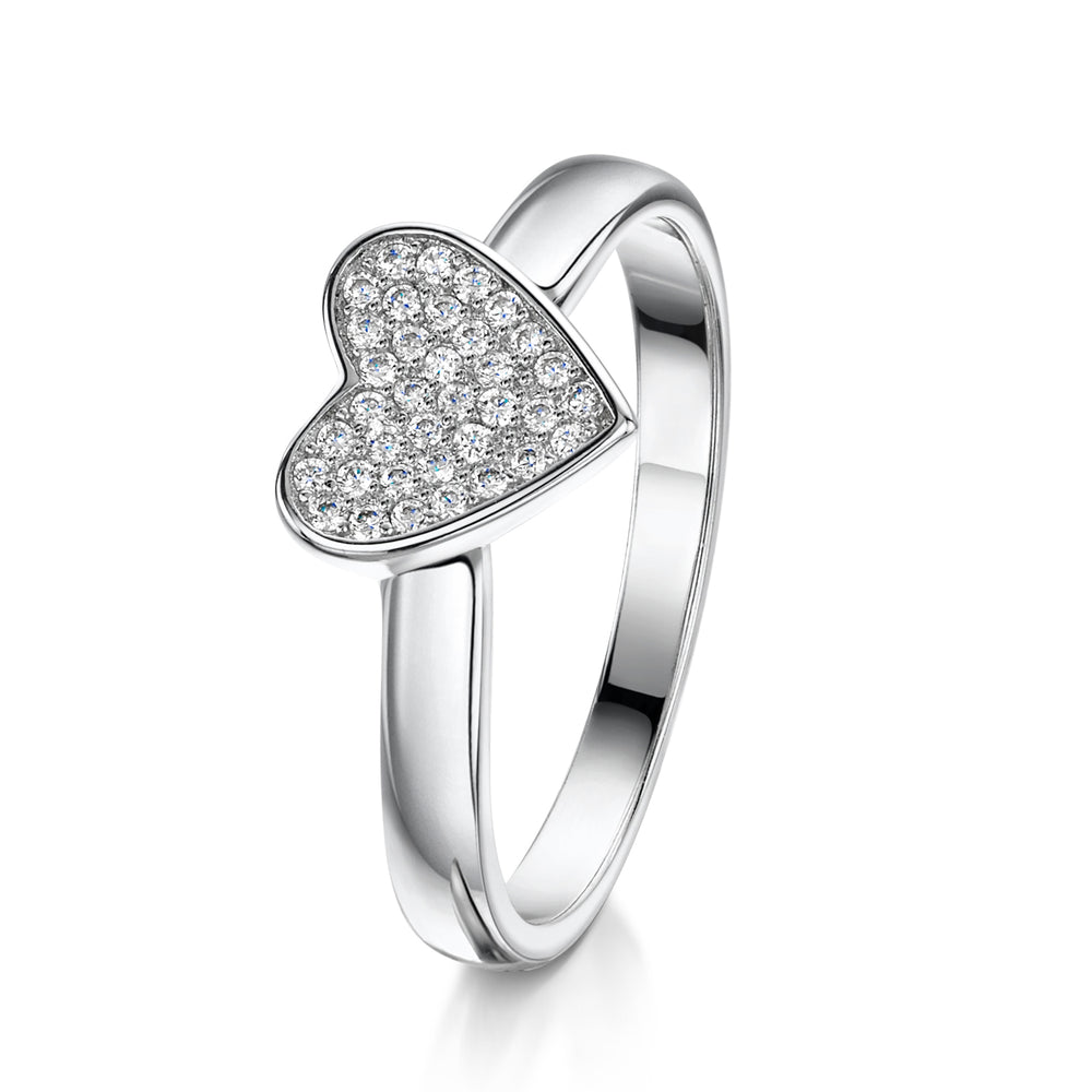
            
                Load image into Gallery viewer, Alice Stacking Ring &amp;#39;Heart&amp;#39; - Rhodium - S/M/L
            
        