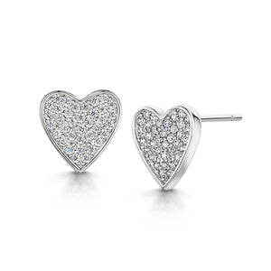 HEART RHODIUM STUD EARRING