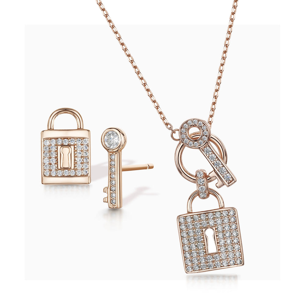 
            
                Load image into Gallery viewer, Lola pendant &amp;amp; earring set rose gold
            
        