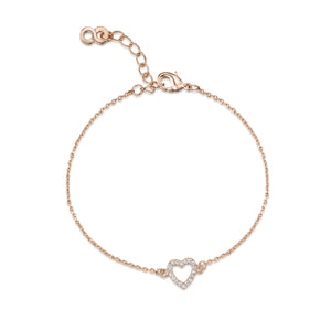 LXI Open Pave Heart Bracelet - Rose Gold
